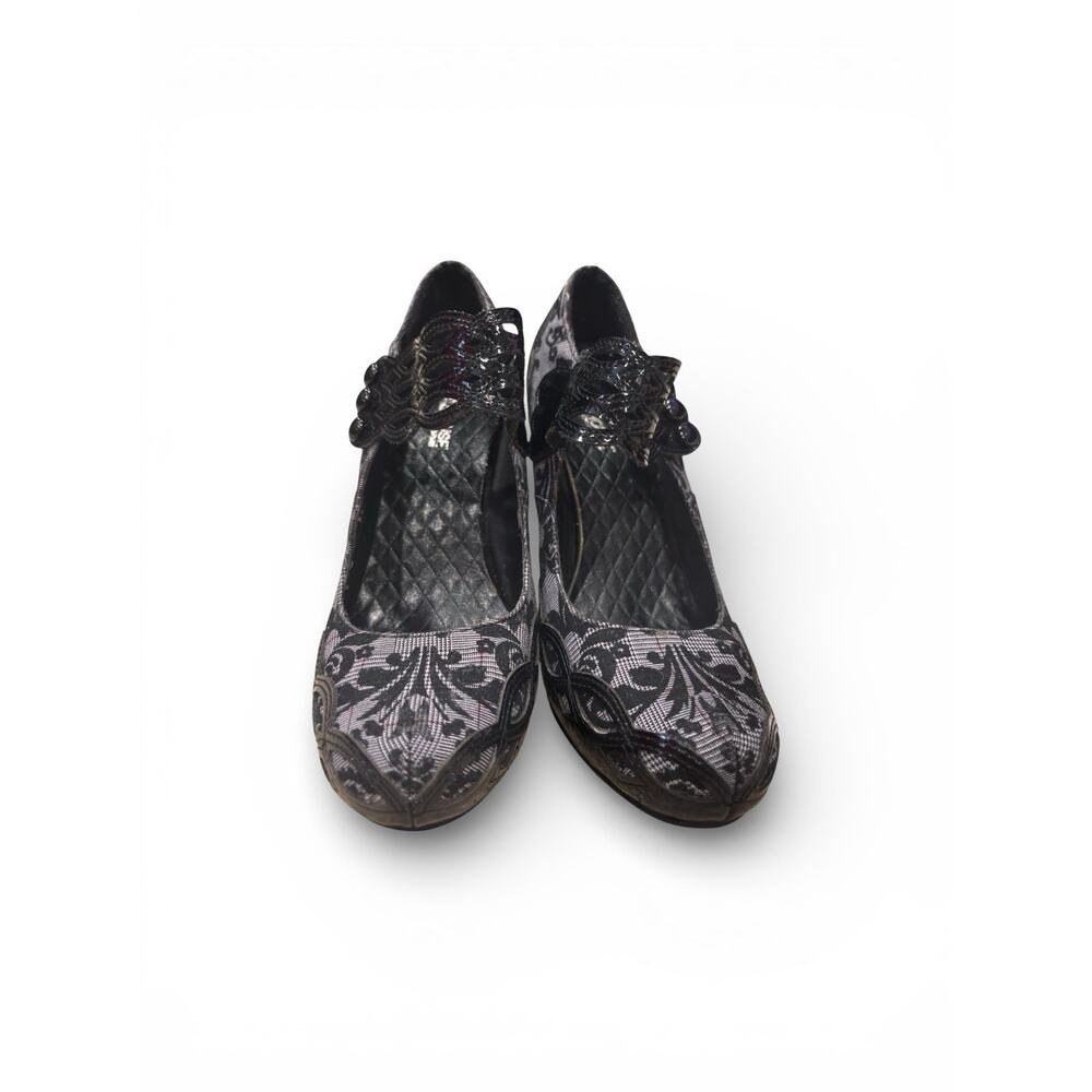 Penthouse Gothic Heels Size 10 Black Baroque Lace Platform Pumps Cross Charm